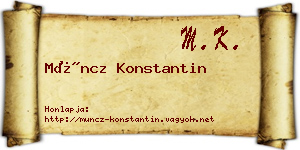 Müncz Konstantin névjegykártya